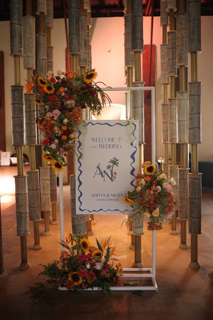 Signage and Floral detail — Arrival / Lobby decor — Alila Diwa Goa